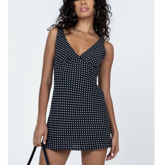 Princess Polly USA Nellie Mini Dress Black Polka Dot Small - Picture 2 of 4